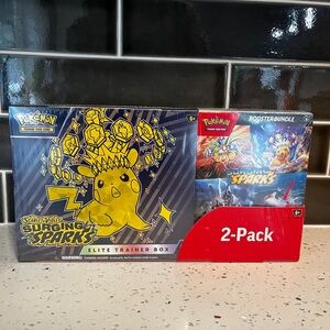 Pokemon Scarlet and Violet Surging Sparks ETB & Booster Bundle Costco 2-pack